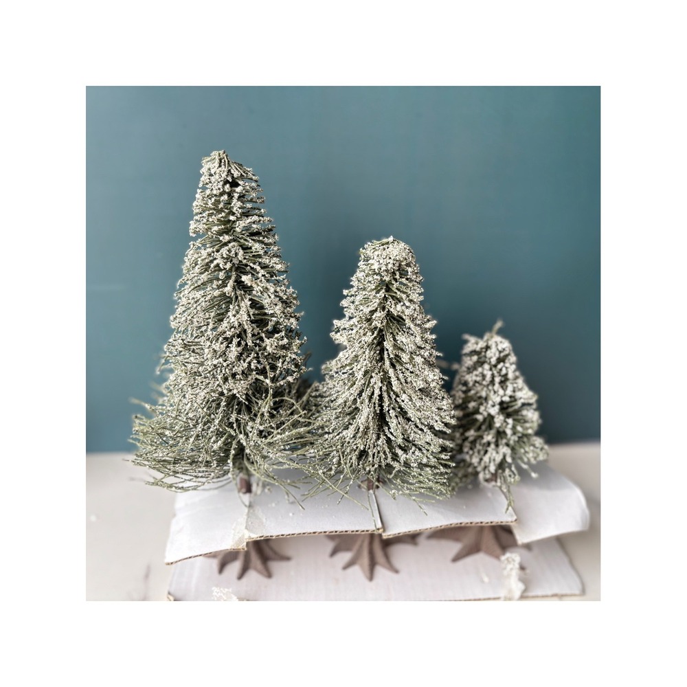 Dept 56 Frosted Evergreen Trees Set of 3 Winter Village Christmas Decor Green